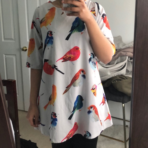 SHIFT DRESS in a bird print - Picture 1 of 4